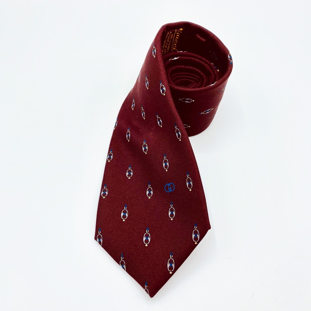 Gucci 100% Silk Burgundy Tie